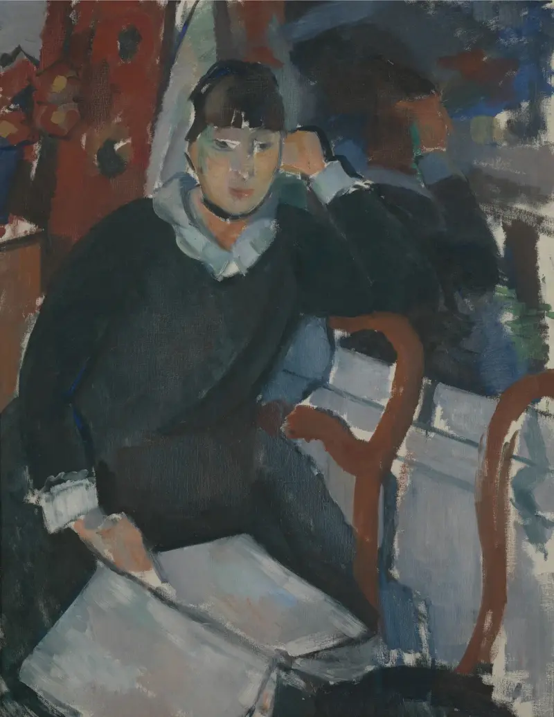 Seated Woman at the Window or Portrait of Nel Deurinckx, the Artist’s Wife av Rik Wouters