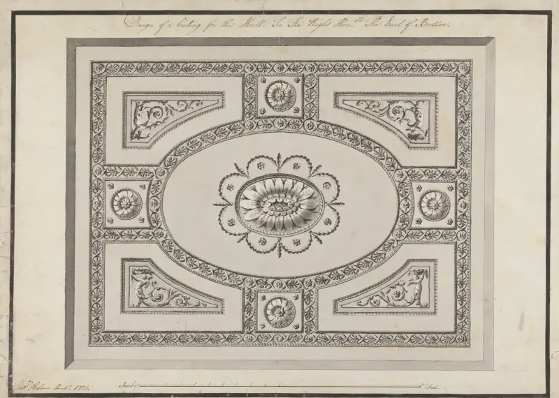 Headfort House, Ireland: Ceiling of the Front Hall av Robert Adam