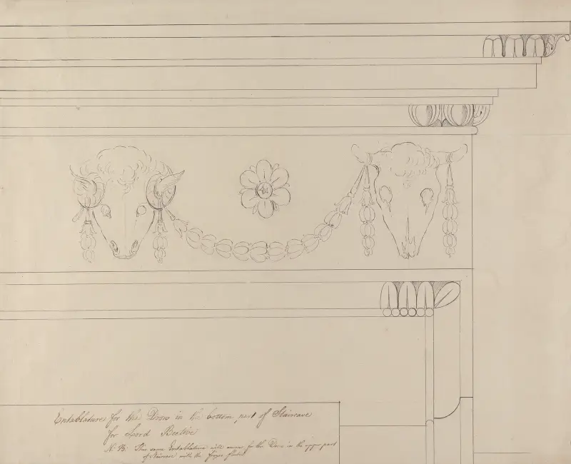 Headfort House, Ireland: Detail of Entablature in the Staircase av Robert Adam
