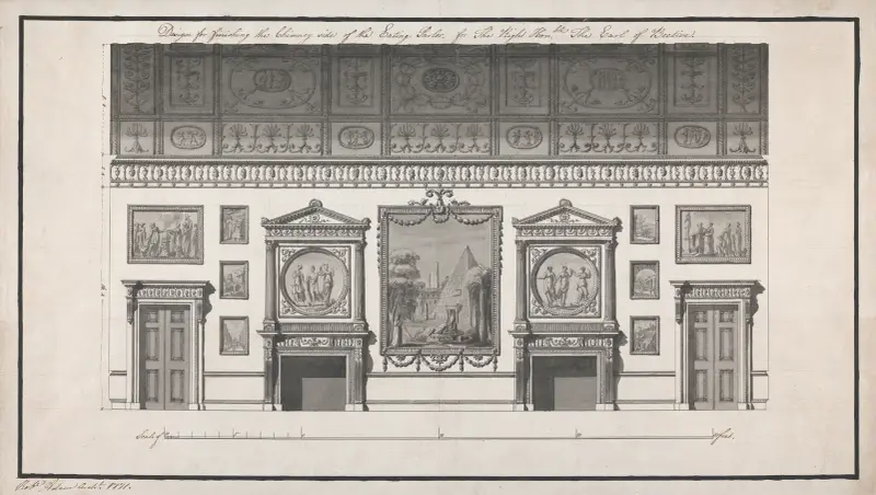 Headfort House, Ireland: Elevation of the Eating Parlor av Robert Adam