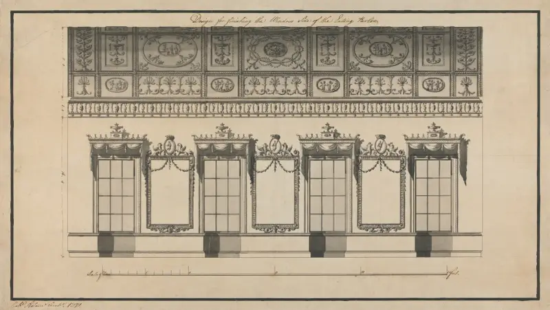 Headfort House, Irland: Elewacja wnętrza jadalni, Robert Adam