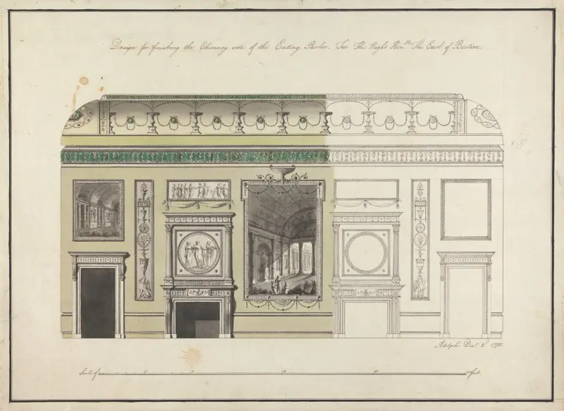 Headfort House, Ireland: Elevation of the Eating Parlor av Robert Adam