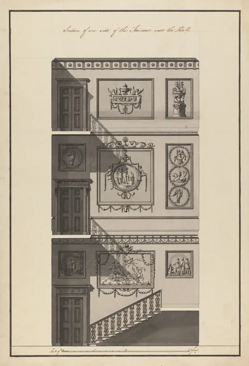 Headfort House, Ireland: Section of the Staircase, 1771 – nr 3 av Robert Adam