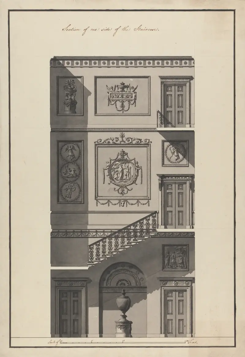 Headfort House, Ireland: Section of the Staircase, 1771 – nr 1 av Robert Adam