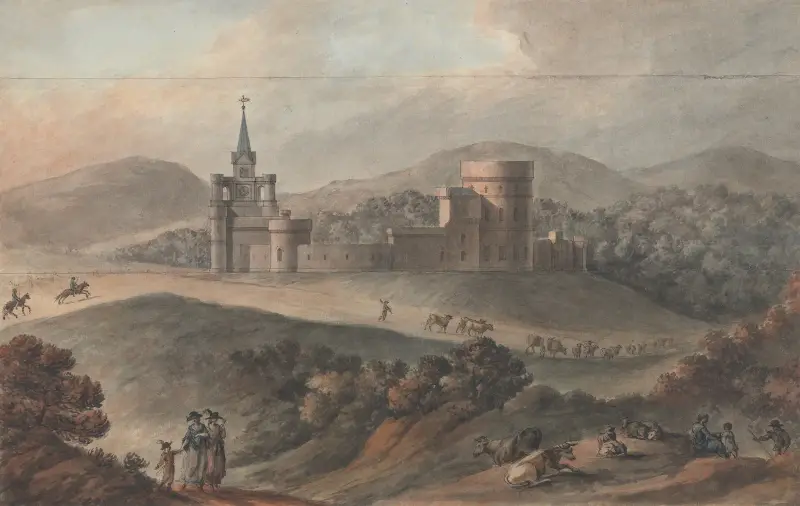 Studie för en stallgård i Kirkdale, Wigtownshire, Skottland av Robert Adam
