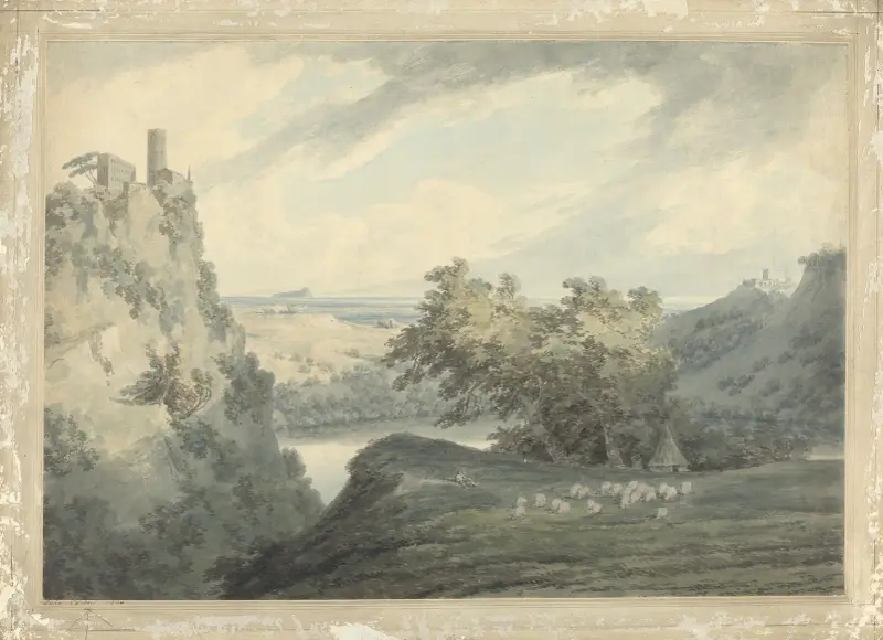Italian Mountainous Landscape with Lake Nemi av John Robert Cozens
