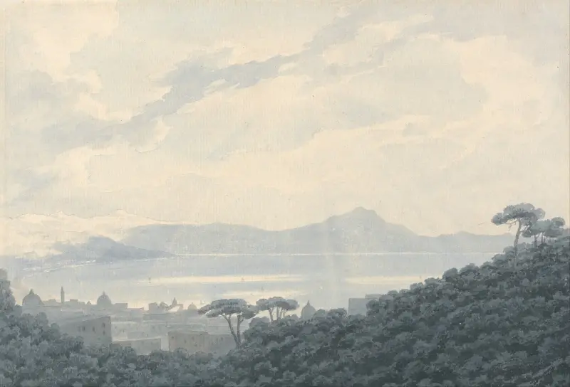 The Bay of Naples from Capodimonte, Italy av John Robert Cozens