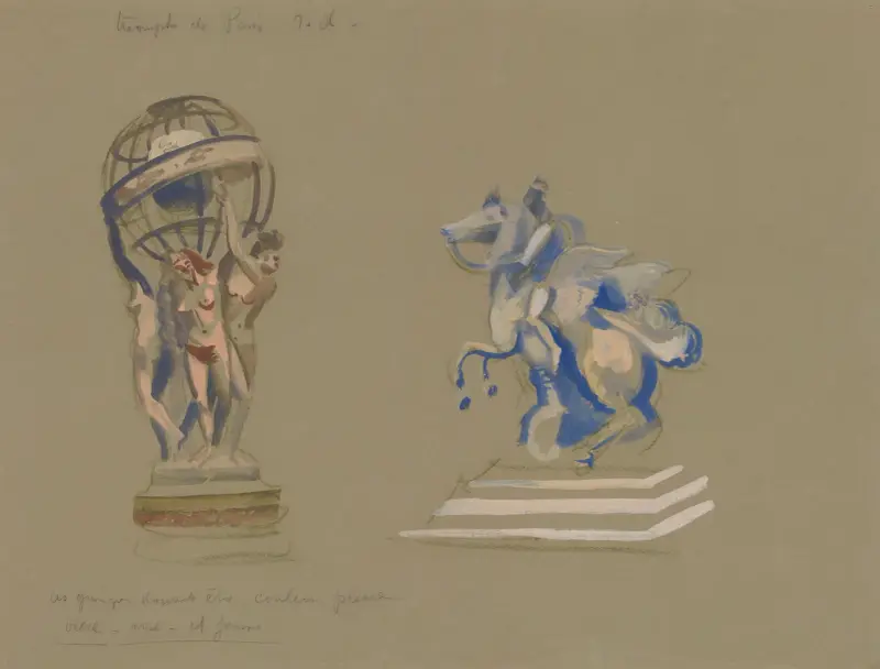 Le Triomphe de Paris – maquette de décor – Illuminations de statues parisiennes av Robert Delaunay