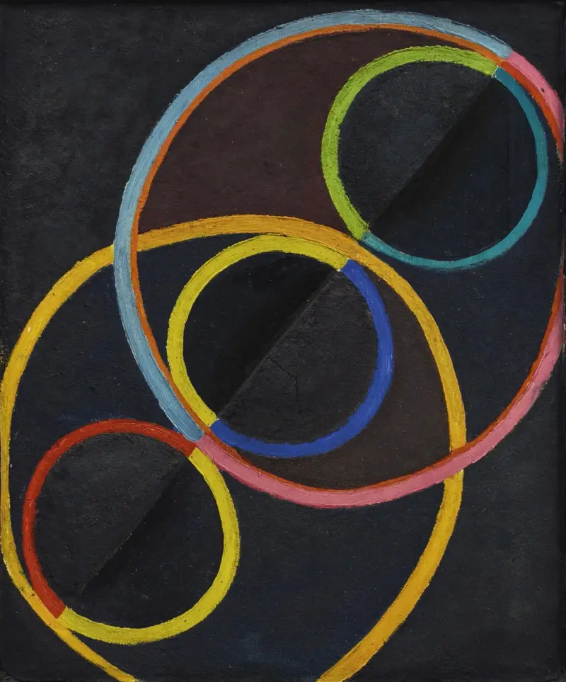 Svart relief med färgcirklar av Robert Delaunay