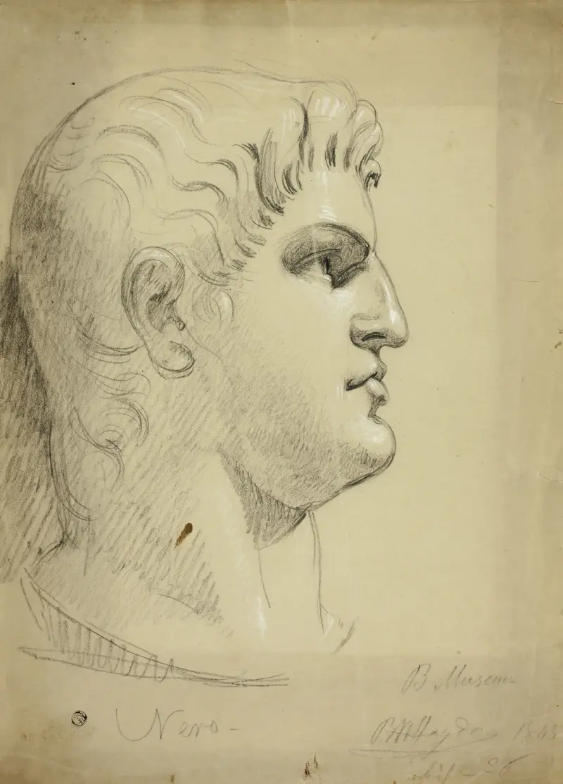 Neros huvud i British Museum av Benjamin Robert Haydon