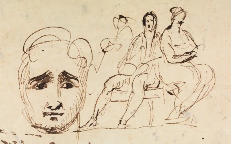 Portrait Sketch and Seated Figures av Benjamin Robert Haydon