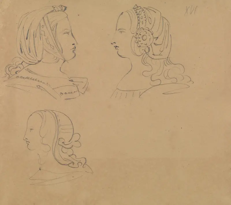 Portrait Studies of Women in Various Headdress av Benjamin Robert Haydon