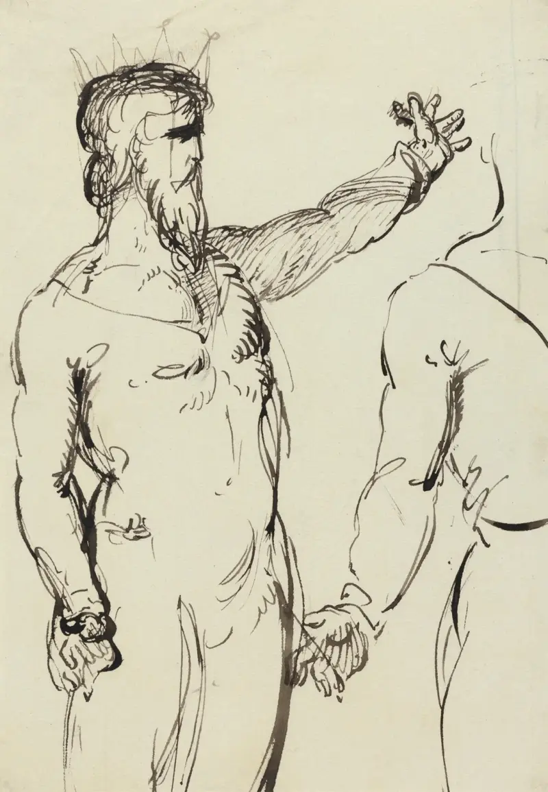 Studie av en man med utsträckt arm av Benjamin Robert Haydon