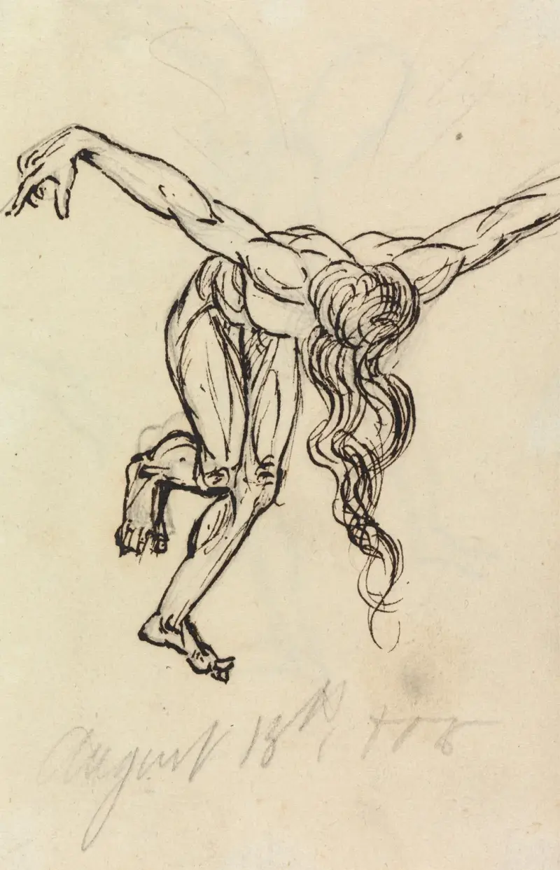 Study of a Nude, Leaning Forward, with Arms Extended Out av Benjamin Robert Haydon