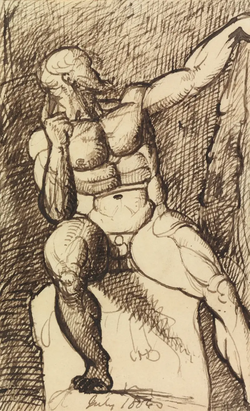 Studie av sittande manlig nakenmodell av Benjamin Robert Haydon
