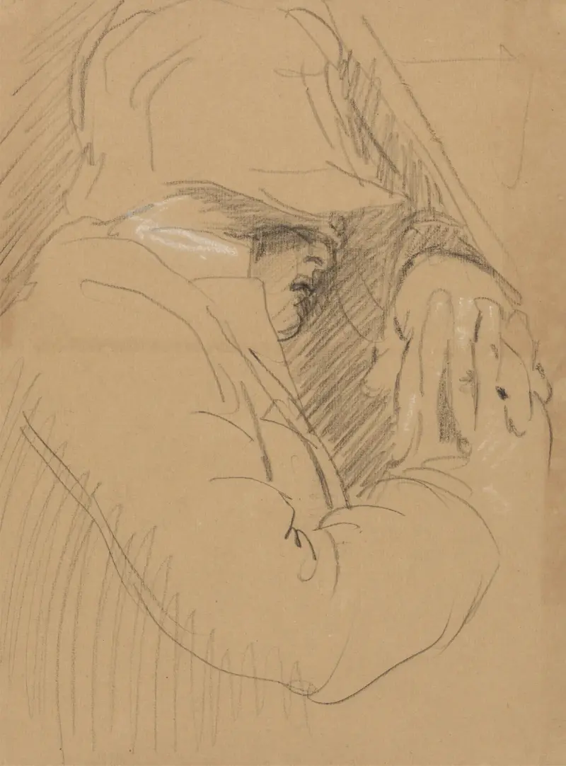 Studie av sovande man, med hatt och knäppta händer av Benjamin Robert Haydon