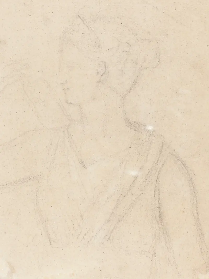 Studie av Dianastatyn i Vatikanen (baksida) av Benjamin Robert Haydon
