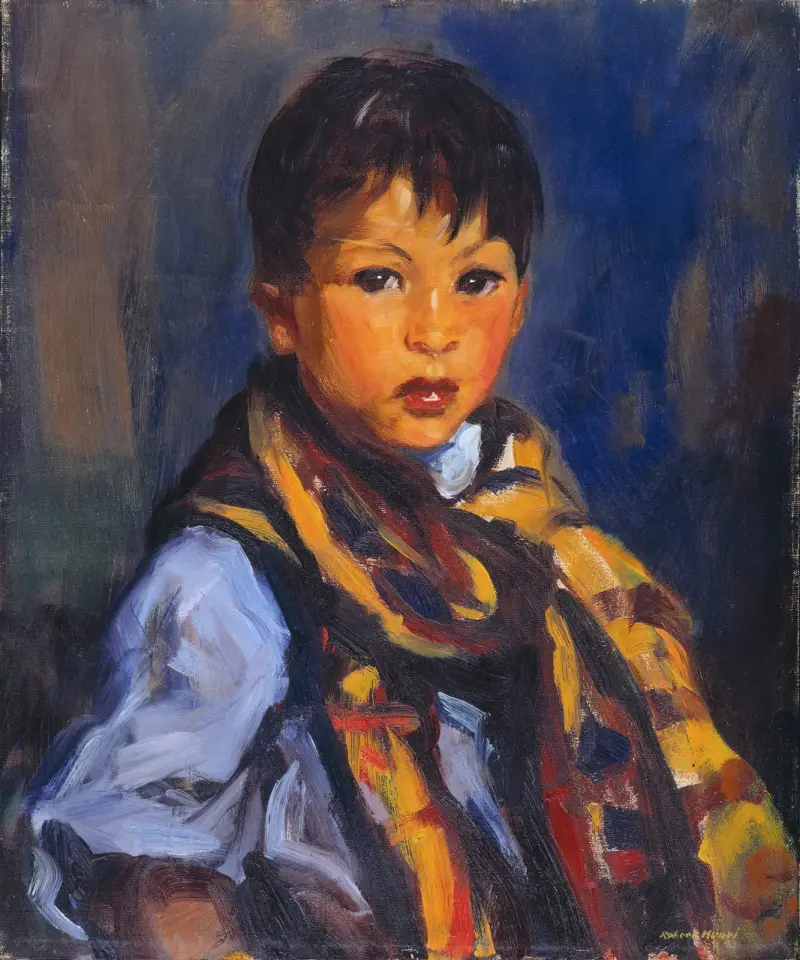 Chlapec s kostkovanou šálou, Robert Henri
