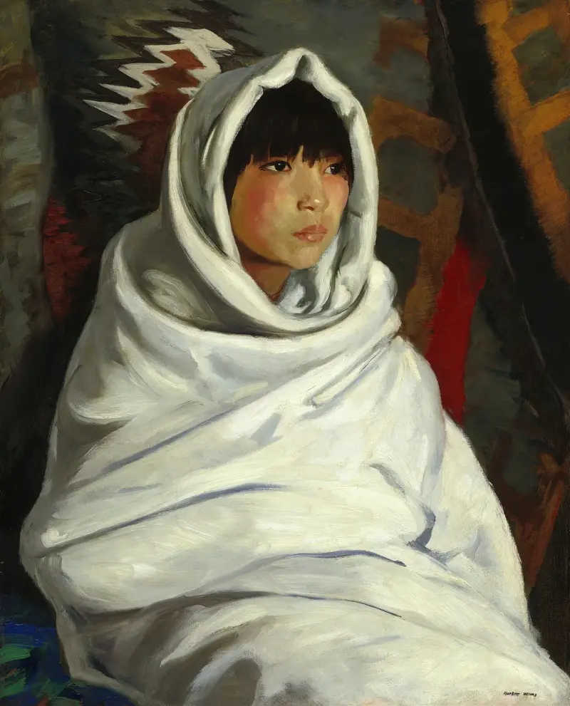 Indian Girl in White Blanket av Robert Henri