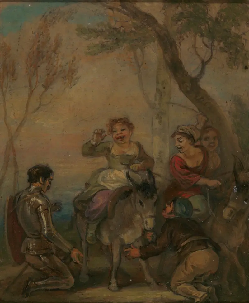 Illustration till Don Quixote (med figurer på en åsna) av Robert Smirke