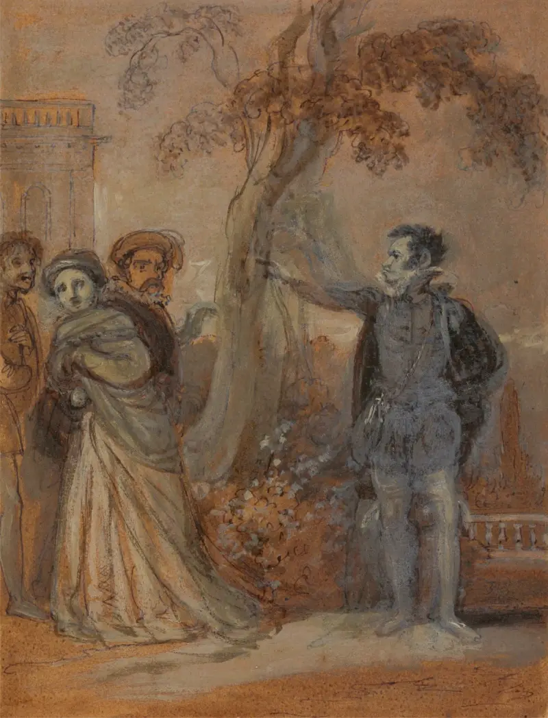 Malvolio skymfande Maria, Fabian och Sir Toby av Robert Smirke