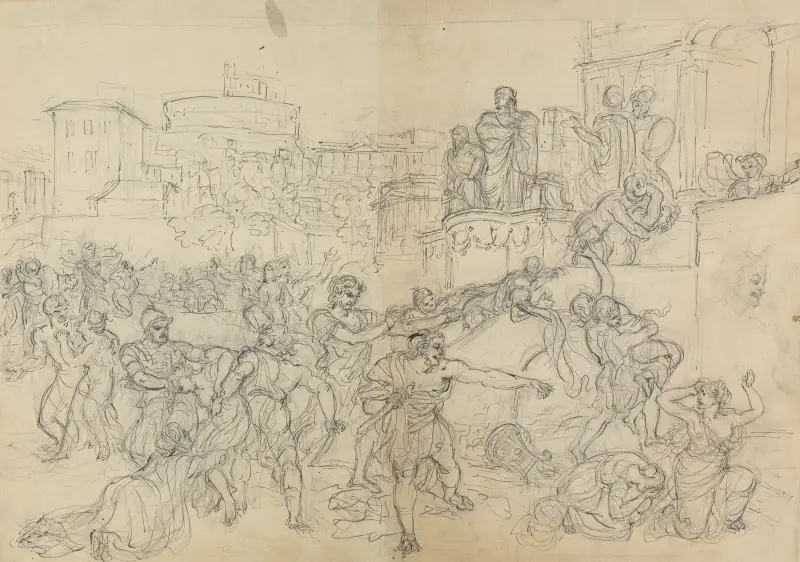 Skiss av goter intågande i Rom, från Shakespeares pjäs Titus Andronicus av Robert Smirke