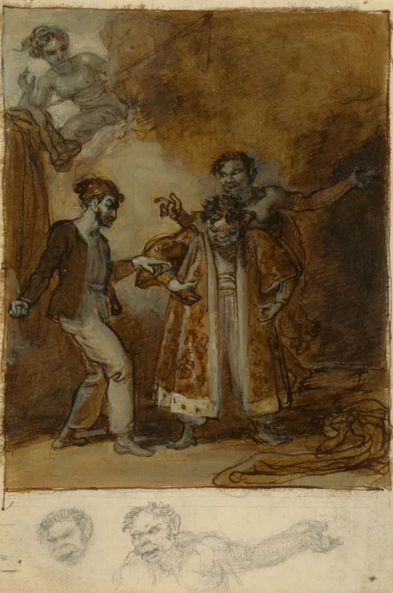 Stephano, Trinculo och Caliban med Prosperos magiska garderob av Robert Smirke