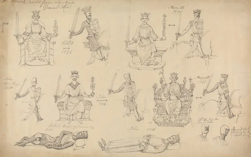 Studier av figurer och sälar från Sandfords genealogiska historia av Robert Smirke