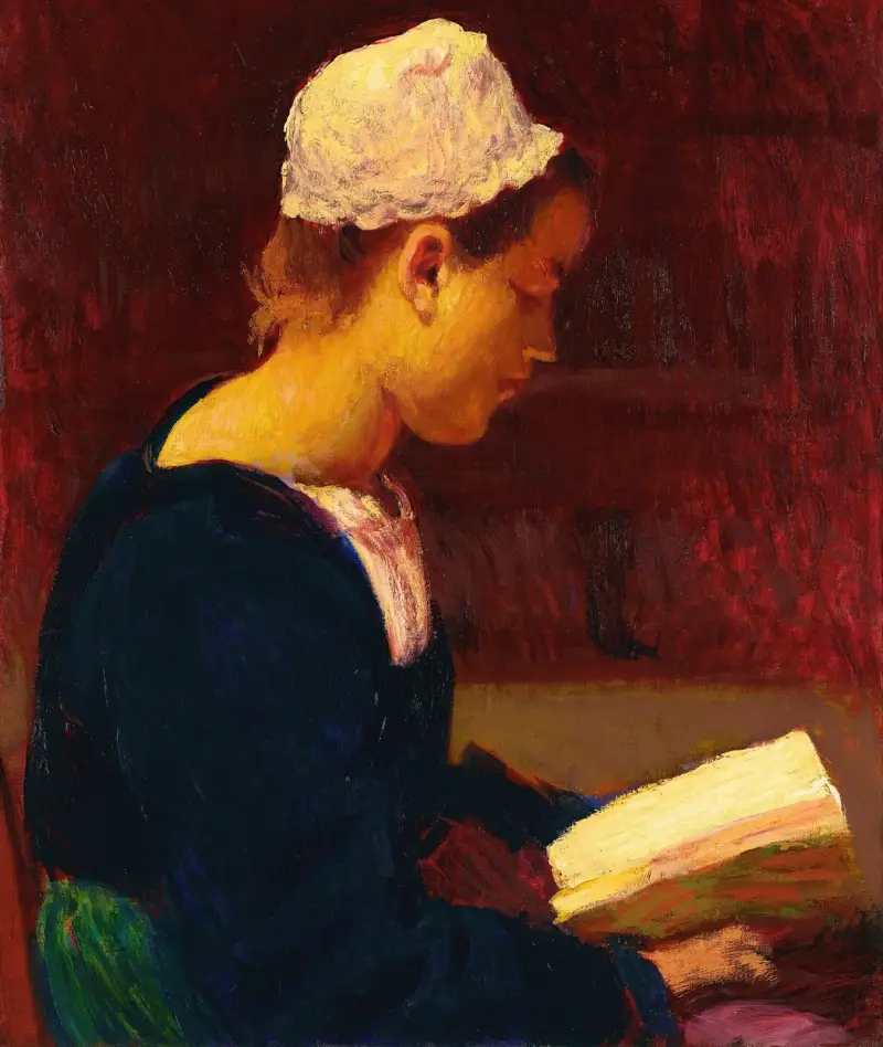 Bretonisches Mädchen lesend von Roderic O'Conor