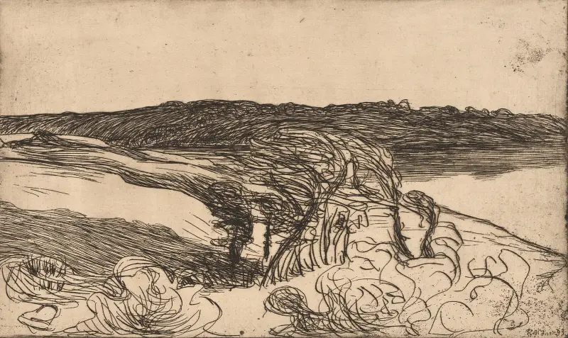 Paysage avec des arbres près d’un aber av Roderic O'Conor