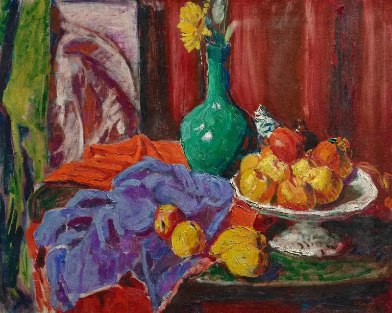 Stilleben med frukt och grön vas (Le Compotier) av Roderic O'Conor