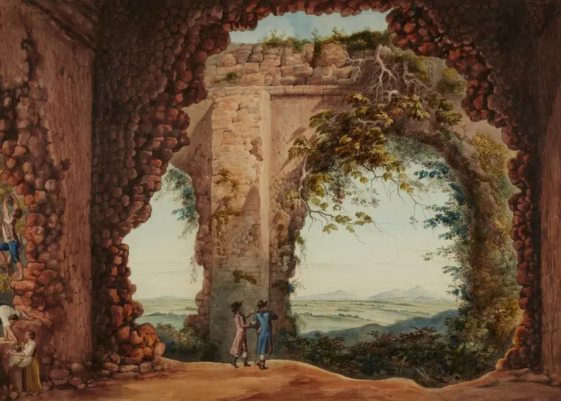 Blick aus der Villa des Maecenas in Tivoli auf die Campagna av Abraham-Louis-Rodolphe Ducros