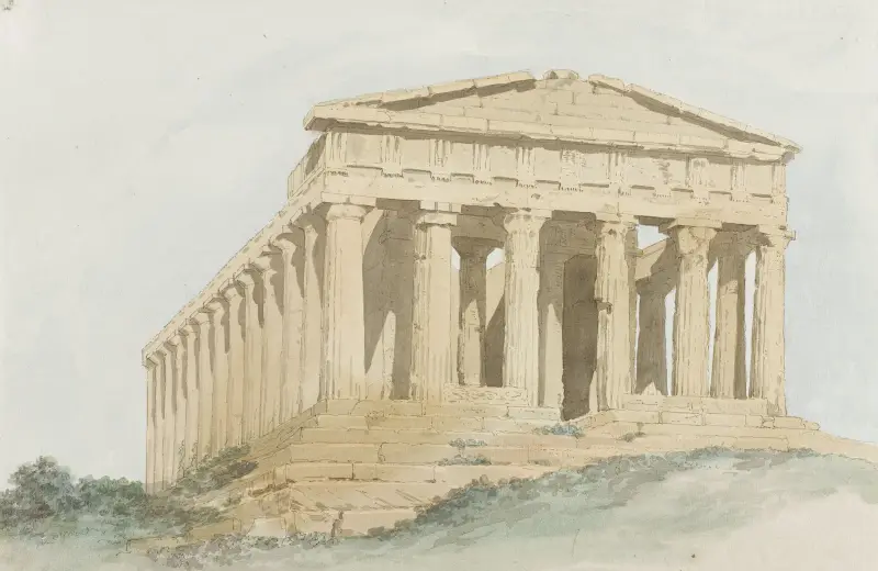 Concorde tempel binnen muren van oude Agrigentum av Abraham-Louis-Rodolphe Ducros