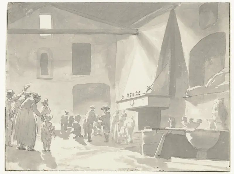 Eetzaal van de herberg in Barletta av Abraham-Louis-Rodolphe Ducros
