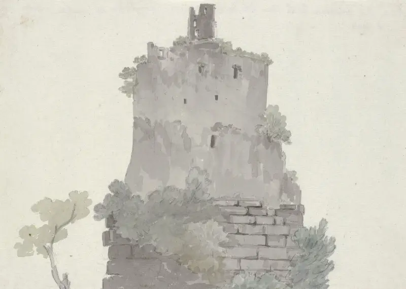 Außenansicht des Grabes von Cicero zwischen Itri und Gaeta von Abraham-Louis-Rodolphe Ducros