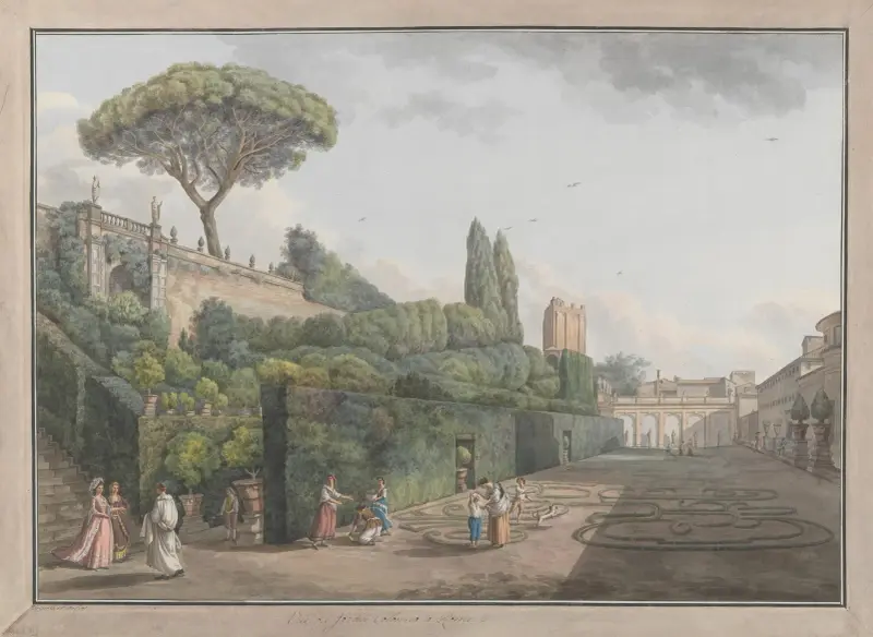 Trädgården vid Palazzo Colonna av Abraham-Louis-Rodolphe Ducros