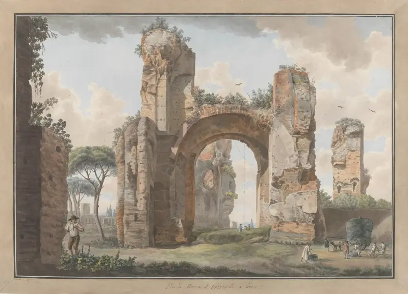 Interiör från Caracallas bad av Abraham-Louis-Rodolphe Ducros