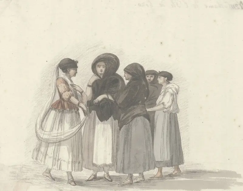 Klederdrachten van het eiland Ghozo av Abraham-Louis-Rodolphe Ducros