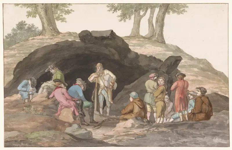 Oponthoud bij de Grotte delle Capre aan de grens bij Nemorosa en Fredda av Abraham-Louis-Rodolphe Ducros