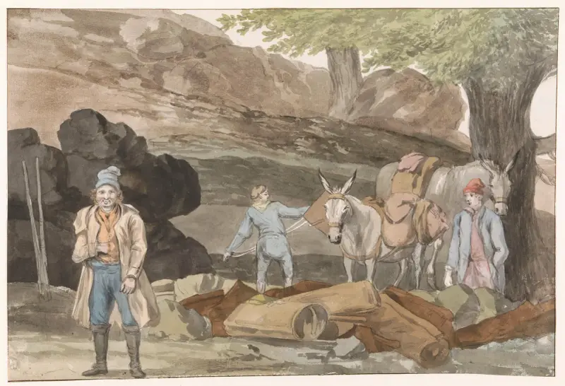 Oponthoud bij de Grotte delle Capre aan de grens bij Nemorosa en Fredda av Abraham-Louis-Rodolphe Ducros