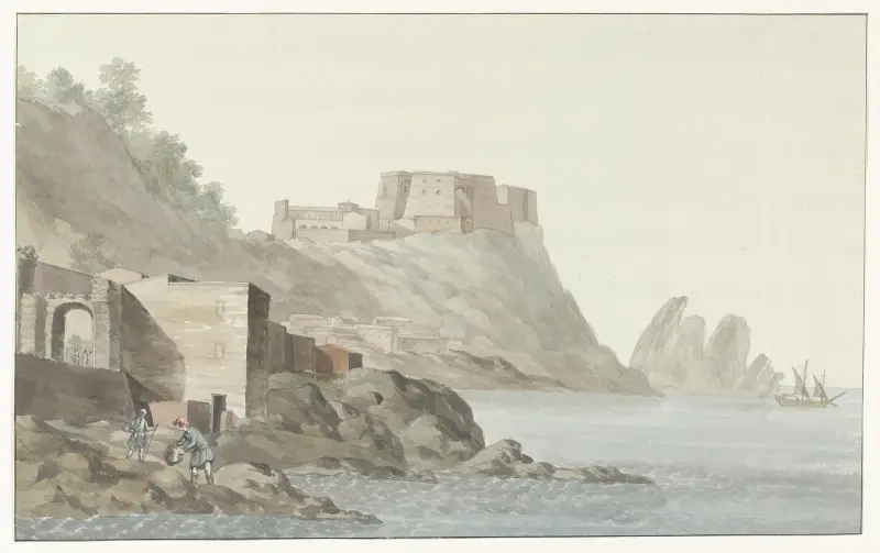 Utsikt över staden Scilla i Kalabrien vid östkusten av Abraham-Louis-Rodolphe Ducros
