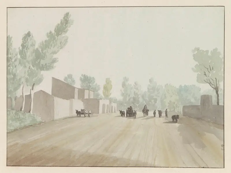 Gatuvy vid Neapels utkant vid Cisterna av Abraham-Louis-Rodolphe Ducros