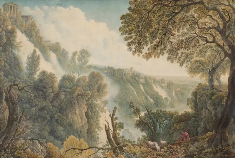 Vattenfallen vid Tivoli av Abraham-Louis-Rodolphe Ducros