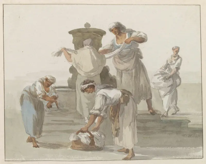 Tvätterskor i Chiaja i Neapel av Abraham-Louis-Rodolphe Ducros