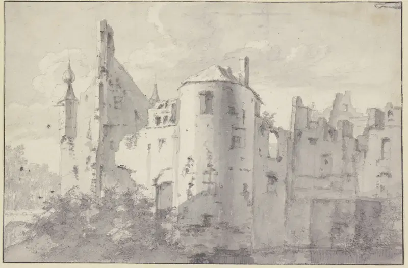 Ruine von Schloss Waardenburg av Roelant Roghman