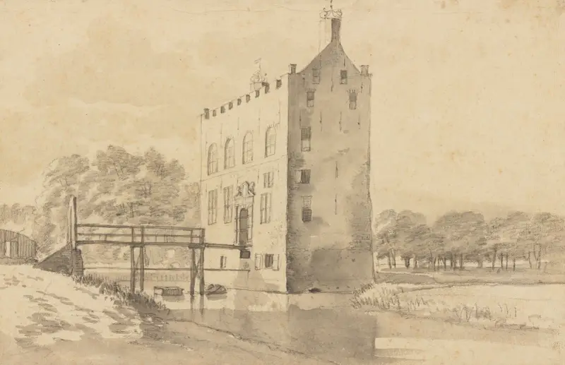 The Castle Giessenburg, near Gorinchem av Roelant Roghman