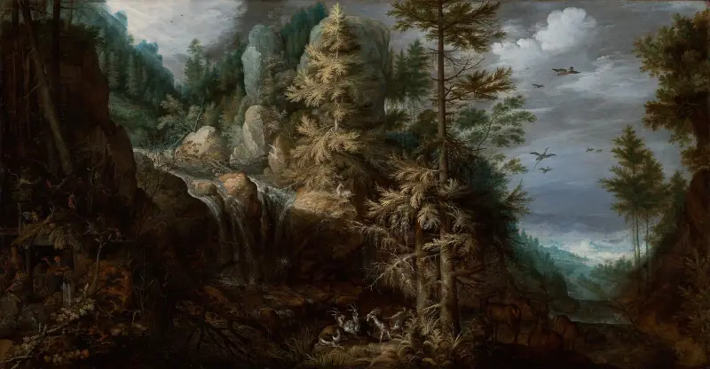 Landscape with the Temptation of Saint Anthony av Roelant Savery