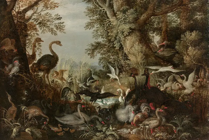 Vögel als Paar in einer Landschaft von Roelant Savery