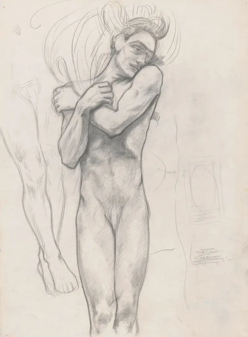 Figurstudie för affischen Lucifer av Vondel av Richard Nicolaüs Roland Holst