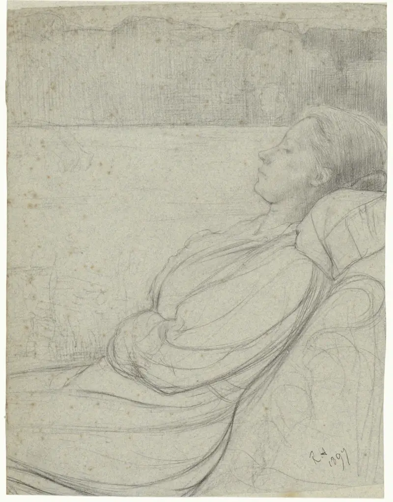 Henriëtte Roland Holst-van der Schalk, im Stuhl liegend von Richard Nicolaüs Roland Holst